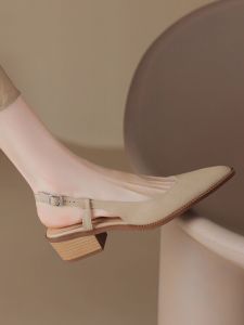 New 2025 Large Size Sandals Women's 41-43 Summer Soft Bottom Not Tired Genuine Leather Head Sharp Point Ultra Soft Lamb Skin