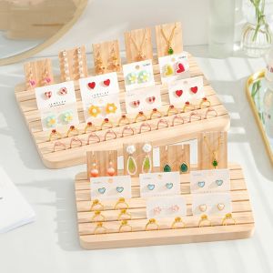 Solid wood card slot ring display plate necklace earrings jewelry display rack jewelry storage display props