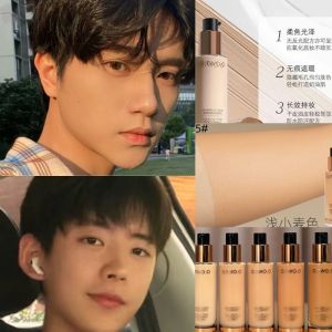 Mens BB Cream Foundation Liquid Natural Light Makeup Wheat Color Spot Concealer Cosmetic Set for Men Easy to Wear