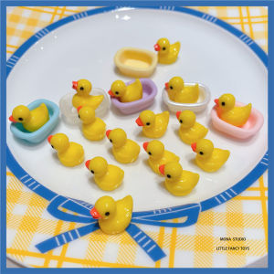 Cute Mini Bathtub Three-Dimensional Little Duck Model Decoration Miniature Scene Decoration DIY Resin Accessory