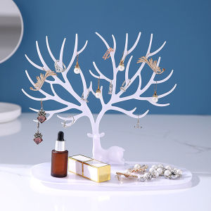 EELHOE | Desktop Jewelry Display Organizer Multi functional Tree Stand With Tray Earrings Necklaces Rings Jewelry Storage Box Decoration