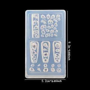 1 Pc Strawberry Nail Mold Fruit Grape Durian Cute 3D Nails Art Decorations DIY Silicone Nail Template Mold
