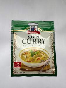 McCormick Green Curry Recipe Mix 30g - Natural Spices - Stir-Frying Use - Bowl of Curry with Vegetables and Fork