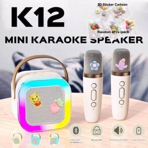 K12 Mini Wireless Audio DIY Mini Home KTV Karaoke With Microphones Professional Childrens Karaoke Speakers