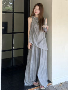 XUECAIQI | Korean Style Beautiful Plus Size French Irregular Sleeveless Slim Fit Loose Womens Set