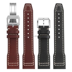 20mm 21/22mm Men Women Strap for IWC for Pilot Series Cowhide Wristbelt Genuine Leather Folding Buckle Watch Band Soprt Bracelet