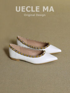 MASHUJIA | French Style Rivet Pointed Toe Comfortable Soft Soled Womens Flat Shoes