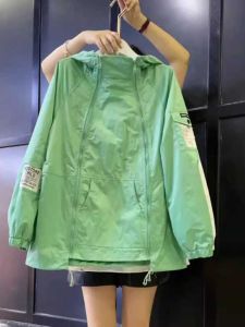 Double Zipper Casual Thin Outerwear Spring Autumn Womens Fashionable Windbreaker Sun Protection Clothes Outdoor Wear