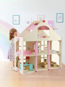 Play House Girl Artificial Castle House Doll House European Pink Doll Room Assembled Wooden Matching Toy
