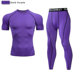 2pcs Mens Compression Sportswear Suit Elastic Training Yoga Sets Workout Jogging Fitness Clothing Tracksuit Pants Sporting