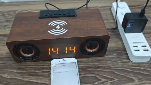 ★SG WARRANTY★Alarm Clock Multi-function Wooden Wireless Bluetooth Speaker Subwoofer TV Soundbar Home Theater for Computer Speaker