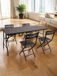 Wood Grain Foldable Table Outdoor Tea Room Courtyard Table Simple Rectangular Dining Table Night Market Stall Plastic Wood Folding Tables