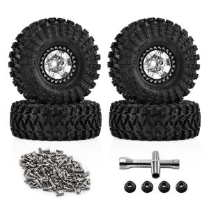 4pcs 1.9 Beadlock Wheel Mud Terrain Tires for 1/10 RC Crawler Car Axial SCX10 TRX4 TRX6 Redcat GEN7/8 RC4WD D90 VS4-10 FCX MST