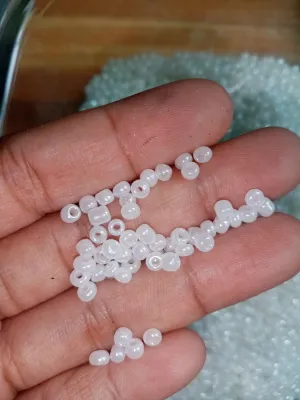 3mm Glossy White Seed Beads 20g