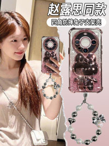 Cute Rabbit Phone Case with Makeup Mirror for Huawei Mate70 pro 60e 50e Protective Shell Girls New Style Anti-Fall Transparent