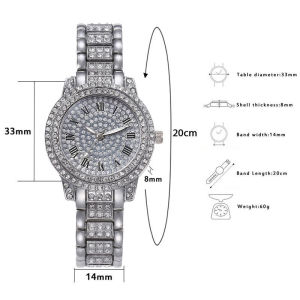European and American popular hip-hop mens diamond studded watch strap hip-hop star full diamond gold watch tennis necklace bracelet 3 pieces/set small gift box suitable for boyfriends