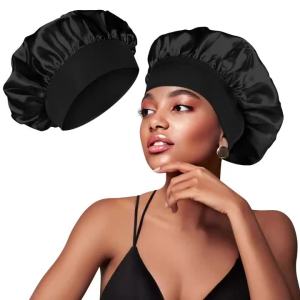 1pc/lot Womens Solid Color Satin Wide-Brimmed Shower Cap Suitable for Daily Use Silk Bonnet Satin Bonnet
