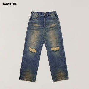SMFK | Statue Pattern Wide Straight Leg Jeans