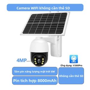 Camera IP Không Dây Năng Lượng Mặt Trời 8MP 4K Ngoài Trời PTZ WIFI Tự Động Theo Dõi Thông Minh CCTV Giám Sát V380 Pro Với Ống Kính Kép Và Bộ Nhớ 128G