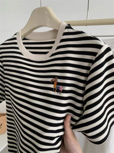 Áo Thun Tay Ngắn Thêu Họa Tiết Hoạt Hình Mùa Hè Dáng Rộng Cổ Tròn Ôm Vừa Vặn Thường Ngày Bằng Sợi Polyester