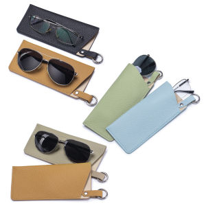 Genuine Genuine Leather Ultra-Thin Glasses Case Soft Leather Texture Hangable Sunglasses Storage Protective Bag