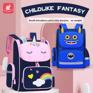 COD new fashion childrens school bags to reduce the burden of spine care ultra-light breathable student bags portable school supplies childrens backpack large capacity cute unicorn cartoon lightweight waterproof kids shoulder bag
