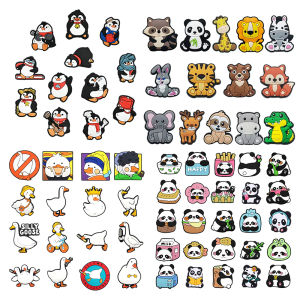 Disney | MIX Cute Pet Penguin Panda Duck Shoes Charms PVC Shoe Bag Accessories 12-100PCS For Clog Sandals Buckle Kids Xmas&pary Gifts