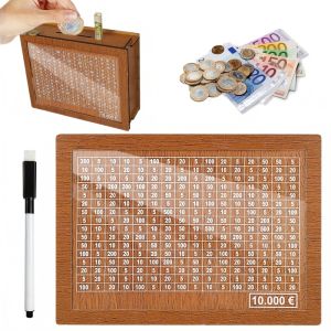 Handmade Natural Wooden Piggy Bank Decorative Disposable Saveing Money Box with Money Goals Counter Piggy Bank for Kids Adults