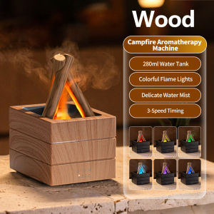 Simulation Bonfire Aaromatherapy Diffuser Colorful Flame Light with Remote Control 280ml Quite Air Humidifier for Holiday Gift
