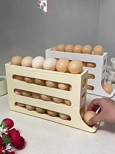 Kitchen Accessories Egg Tray Organizer Storage Kitchen Egg Box Storage Rack Large Capacity Dedicated Egg Automatic Rolling Egg Storage Box