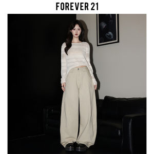 Forever 21 Vintage Light Khaki High Waist Loose Womens Jeans Autumn Early Loose Wide Leg Pants Pear Shape Knife Edge