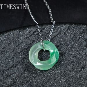 TIMESWIND Original Natural African Jade Möbius Loop Pendant Hollow Women S925 Silver Necklace Fashion Jewelry with Certificate