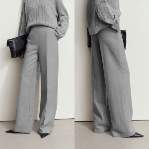 Intelligent Commuter Style High Waist Flared Pants Wool