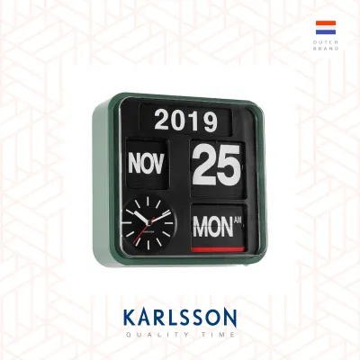Karlsson 24.5cm Flip wall/table clock Green/Black [Ready Stock] Flip Clock Table clock Modern Luxury for Living Room Home Decor