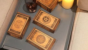 Wooden Tarot Card Box Display Handmade Card Storage Box with Prints Design for Storage Jewelry Healing Stones Dice TF-Ari-PH