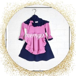 Baju muslim gamis aqiqah bayi perempuan set hijab