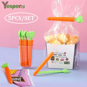 YESPERY 5pcs Bag Clips Portable Food Snack Bag Sealing Clamp Carrot Shape Food Fresh Keep Organizer Sealing Clips Kitchen Storage Tools
