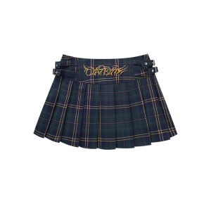 Red Plaid Mini Skirt Womens Low Waist Pleated American Retro Design Short JK Skirt Spring 2025 Low Waist Short Skirt