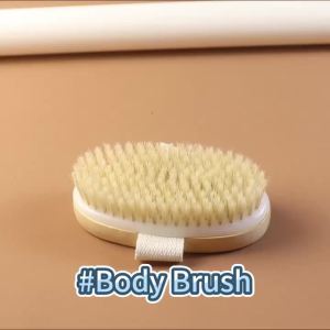SPA Wooden Body Brush Natural Boar Bristle Organic Dry Skin Body Brush Bamboo Wet Back Shower Brushes Exfoliating Bathing Brush