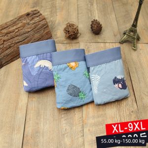 Large Size Cartoon Boxer Shorts 3-Pack Loose Fit Mens Underwear Extra Large plus Size Bamboo Charcoal Fiber Antibacterial