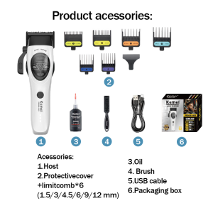 Kemei Km-1423 Mens Cordless Haircut Machine Electric Barber Trimmer Profession Hair Clipper for men