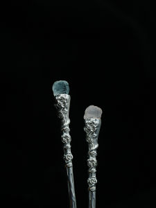 Silver Hairpin Crystal Rose Ice Transparent Minimalist Design Chinese Style Fashionable Hair Accessories Unique Design Sensation