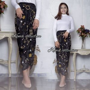 Rok Lilit Batik Moderen Pinggir Biru Rok Wisuda Bawahan Kebaya Rok Lilit Serut kebaya