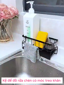 PVN84621 Giá Để Đồ Rửa Chén Bát – Kệ Đựng Đồ Bồn Rửa Bát Kèm Khay Hứng Nước Treo Khăn