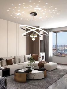 Lampu gantung minimalis mewah LED ruang tamu Dekorasi Hotel Nordik bergaya Eropa bar Chandelier Proyeksi Langit Creative Starry