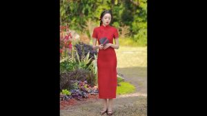新年旗袍 CNY Suzhou Noble Lace Maroon Maxi Cheongsam 1206-29 蘇州高貴典雅棗紅蕾絲長旗袍