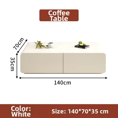 Modern Minimalist Cream Style Solid Wood TV Cabinet Coffee Table Combination Living Room Home Use White Floor Standing TV Cabinet