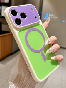 Dopamine Style Phone Case with Magnetic Suction Large Window Fall Protection Matte Finish for iPhone