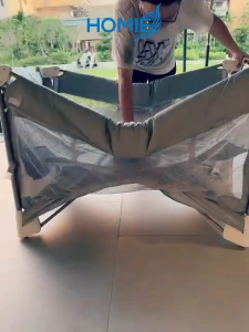 HOMIE Foldable Baby Travel Cot with 2-Level Bed & Cradle – Multifunctional Portable Playpen Sleeper