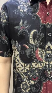 [GRIDLINE - S332 Violet] Baju Kemeja Batik Pria Lengan Pendek Slimfit FULL KATUN 40s Premium Modern